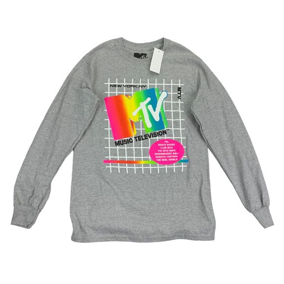 Hybrid Apparel Other - Hybrid Apparel Mens MTV Logo Graphic Long Sleeve Crewneck T-Shirt Gray S